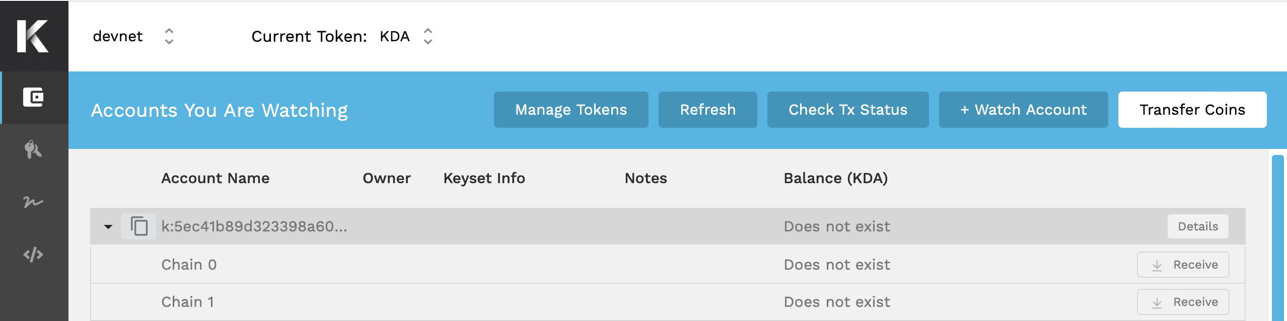 Initial state of a new account